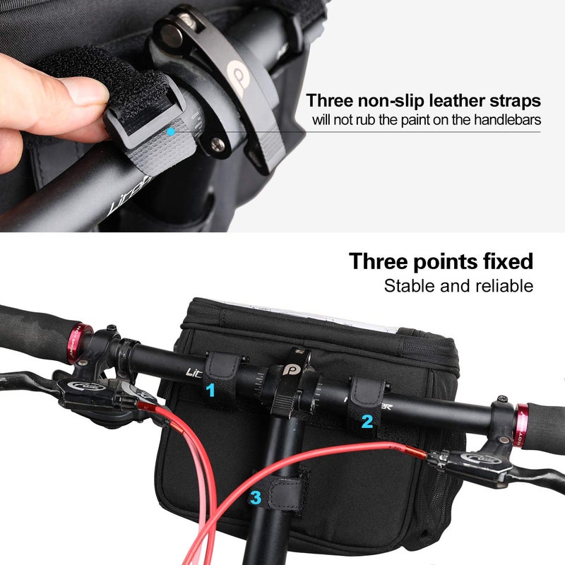 Rhinowalk Bike Basket,Lunch Box Insulated Bike Handlebar Bag Bike Front Bag Camera Bag Handbag Phone Bag with Touch Screen Shoulder Strap Professional Cycling Accessories - Image 2